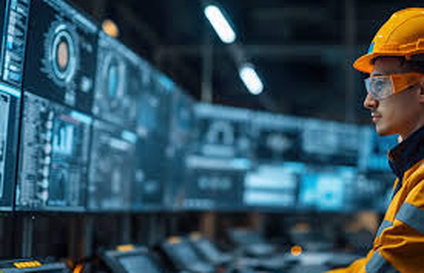 Industrial operator monitoring AI surveillance dashboards